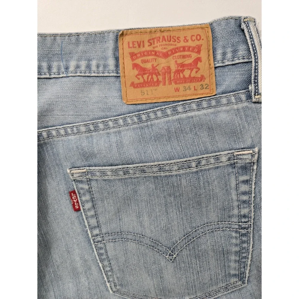 Levi's 511 Slim Fit‎ Blue Jeans Men's 34x32 Light Wash Denim (Actual 34x31)